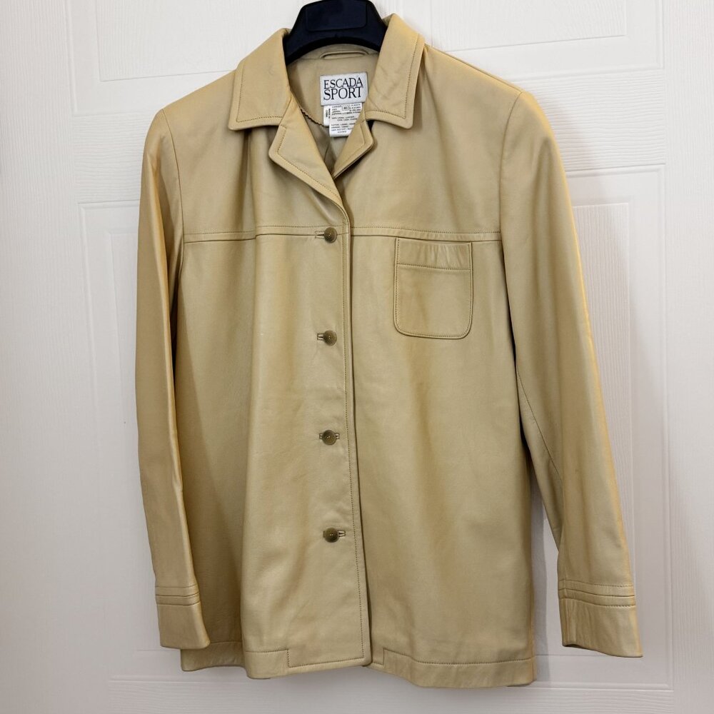 Vintage Escada Sport Buttery Leather Jacket Blazer Camel Size 40/12